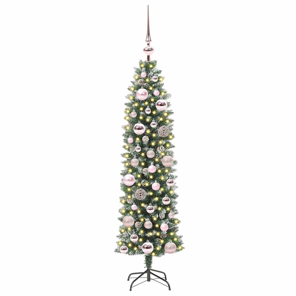 Artificial Slim Christmas Tree with 150 LED Green and White 120 cm