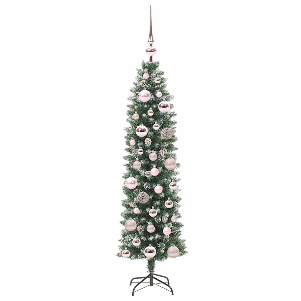 Artificial Slim Christmas Tree with 150 LED Green and White 120 cm