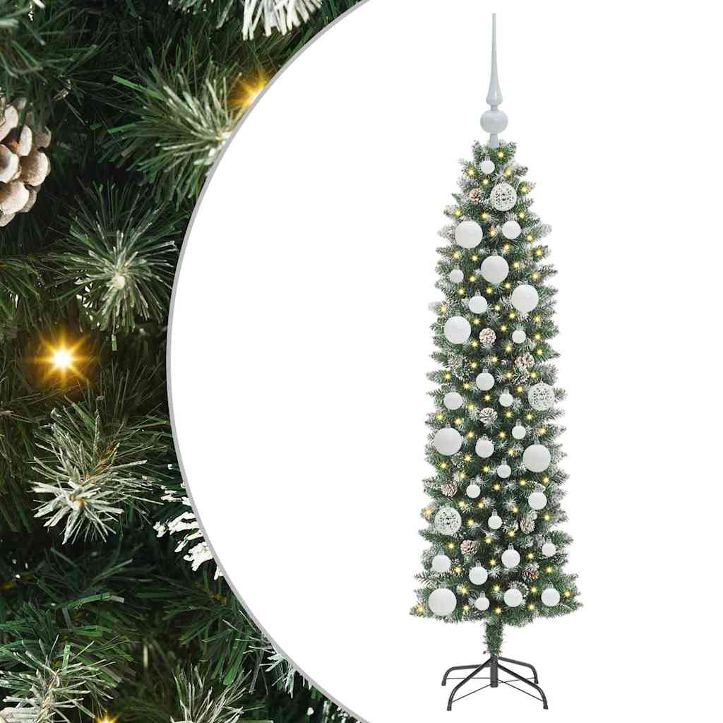 Dirbtinis lieknas Kalėdų medis Žalia ir balta 120 cm