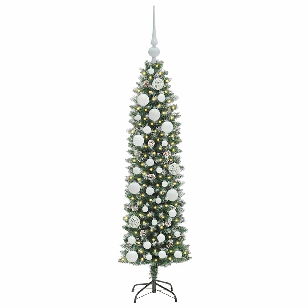Dirbtinis lieknas Kalėdų medis Žalia ir balta 120 cm