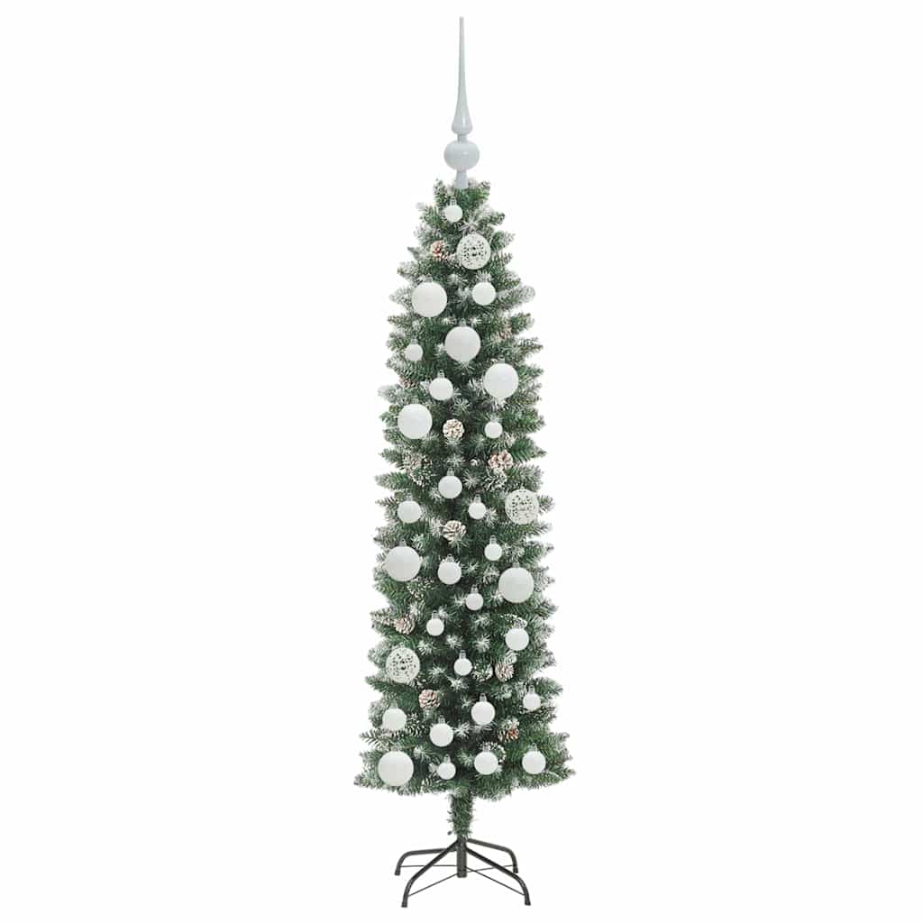 Dirbtinis lieknas Kalėdų medis Žalia ir balta 120 cm