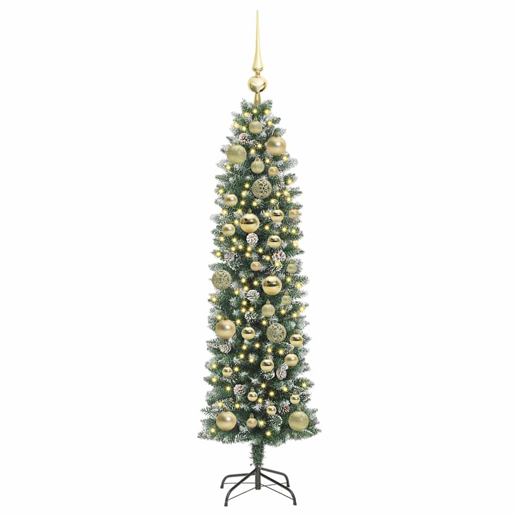 Dirbtinis lieknas Kalėdų medis su 150 LED Žalia ir balta 120 cm