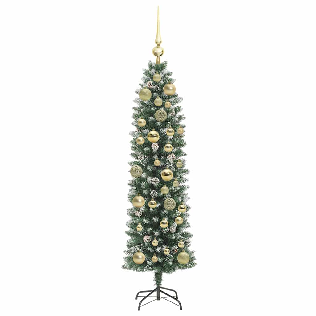 Dirbtinis lieknas Kalėdų medis su 150 LED Žalia ir balta 120 cm