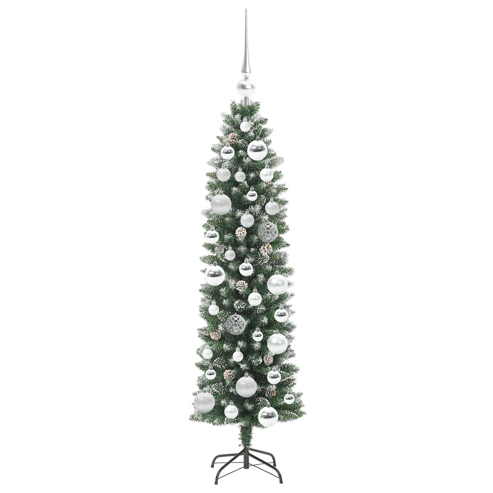 Dirbtinis lieknas Kalėdų medis su 150 LED Žalia ir balta 120 cm