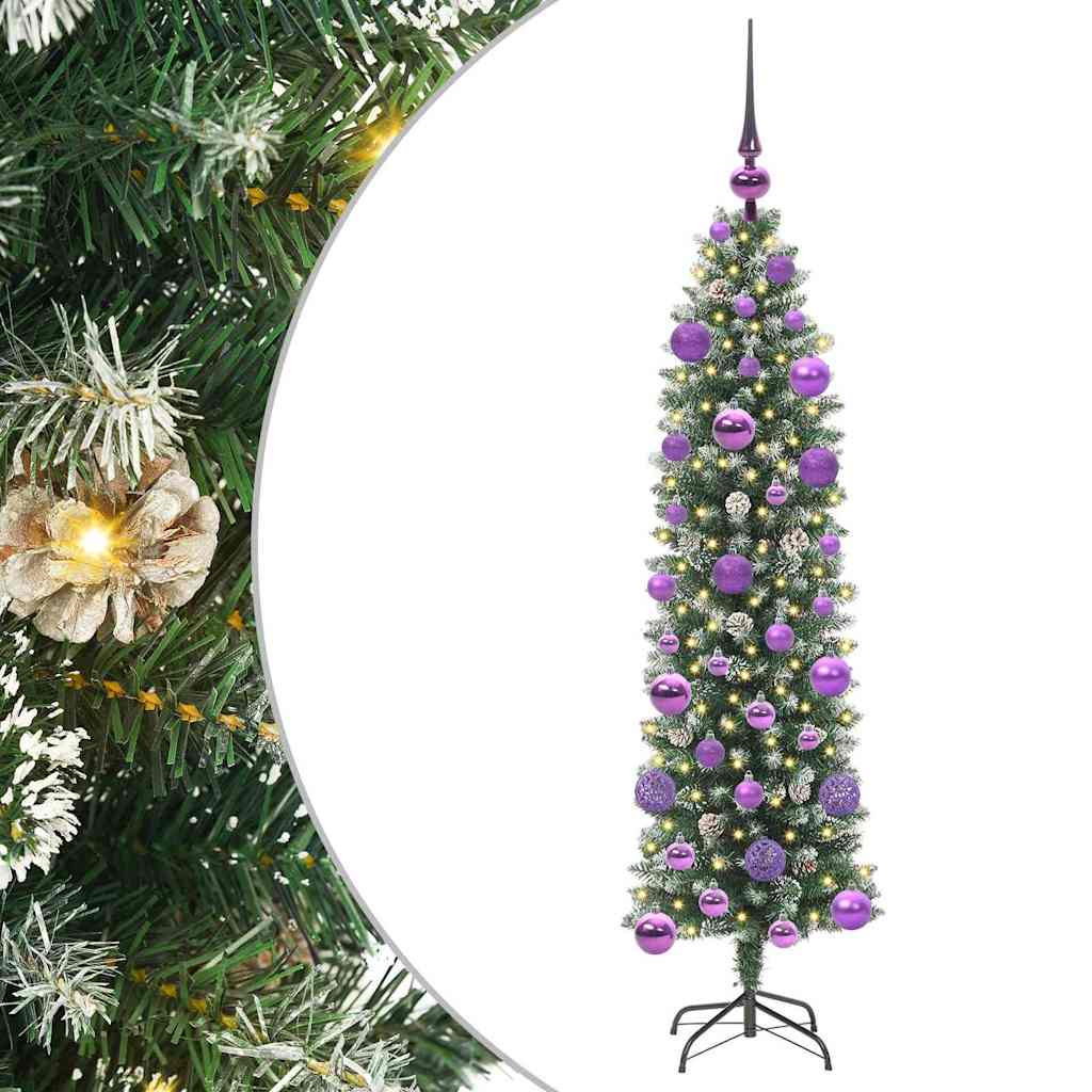 Dirbtinis lieknas Kalėdų medis su 150 LED Žalia ir balta 120 cm