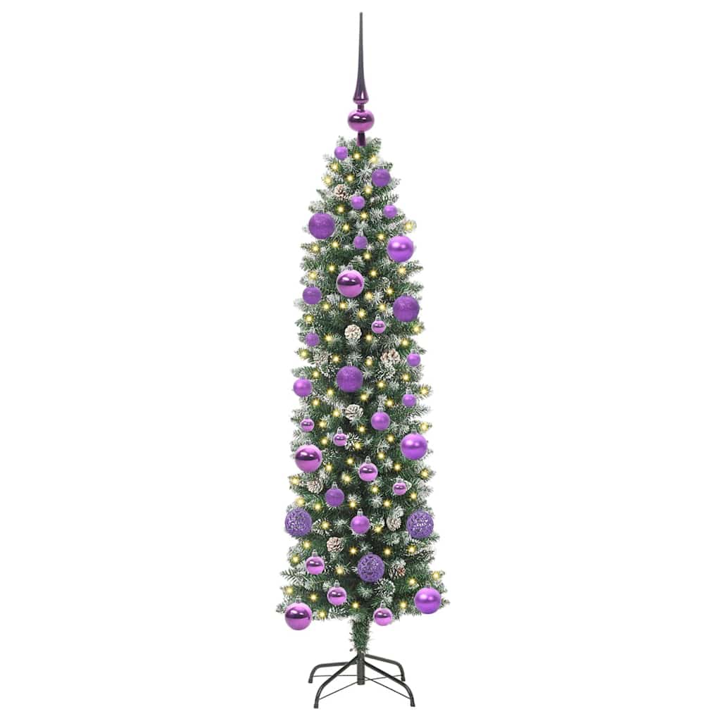 Dirbtinis lieknas Kalėdų medis su 150 LED Žalia ir balta 120 cm