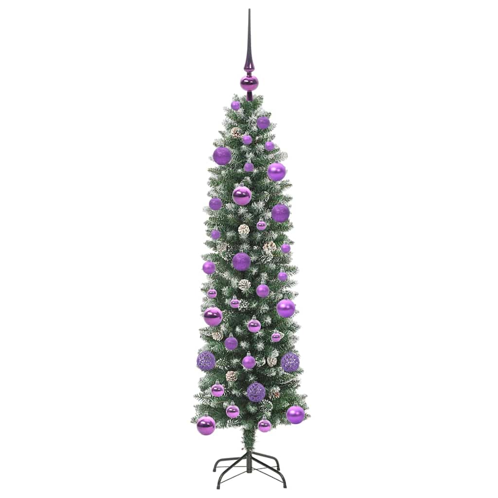 Dirbtinis lieknas Kalėdų medis su 150 LED Žalia ir balta 120 cm