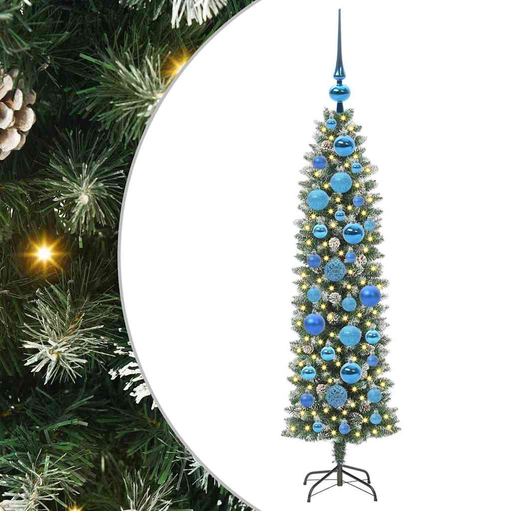 Dirbtinis lieknas Kalėdų medis Žalia ir balta 120 cm