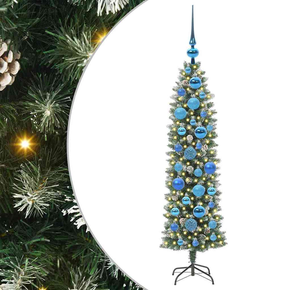 Dirbtinis lieknas Kalėdų medis su 150 LED Žalia ir balta 120 cm