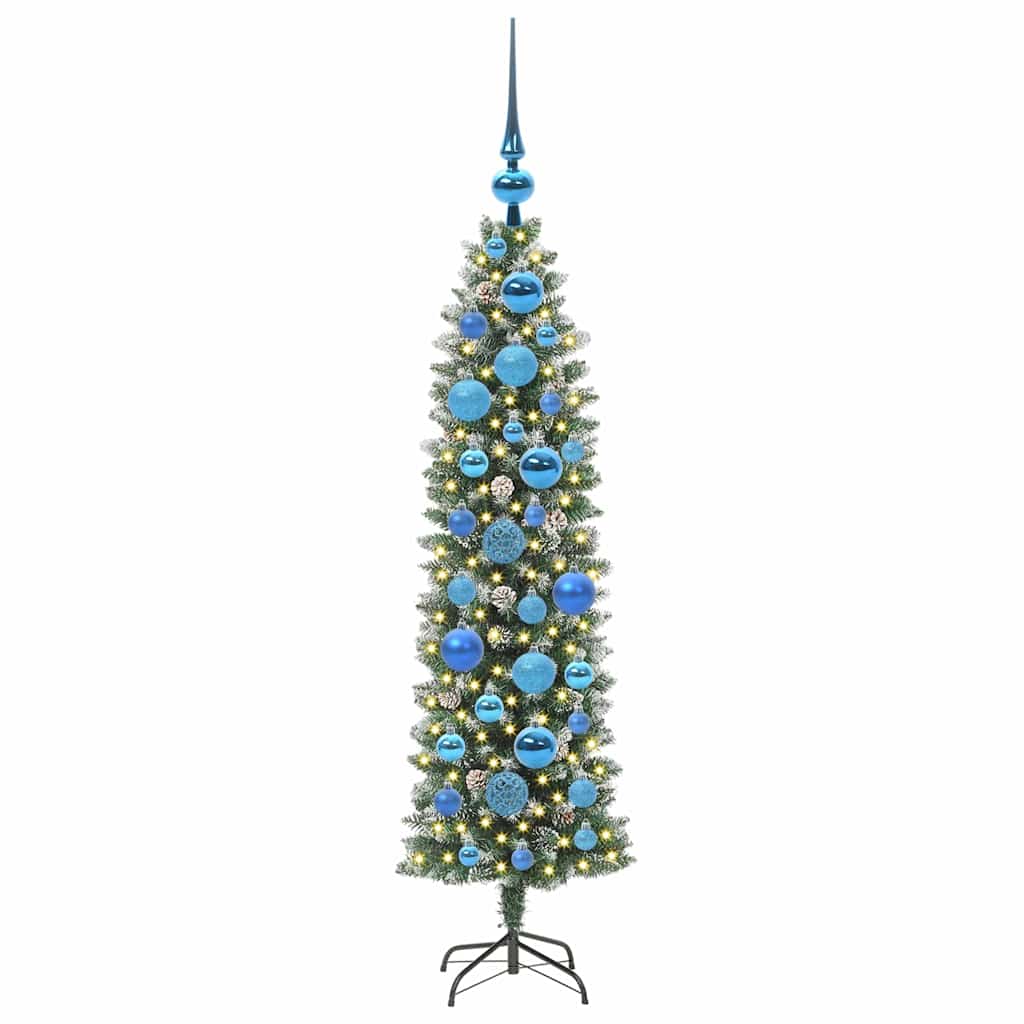 Dirbtinis lieknas Kalėdų medis Žalia ir balta 120 cm