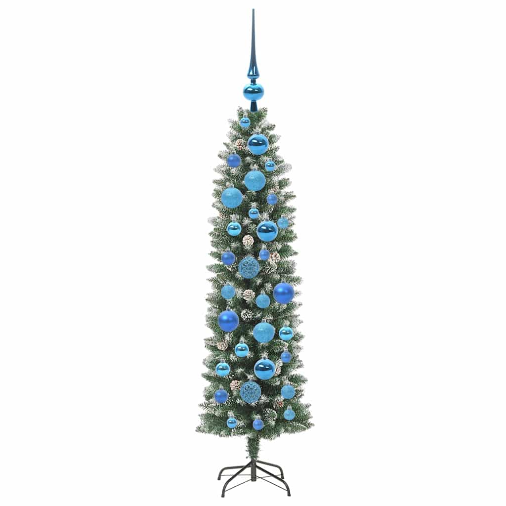 Dirbtinis lieknas Kalėdų medis Žalia ir balta 120 cm