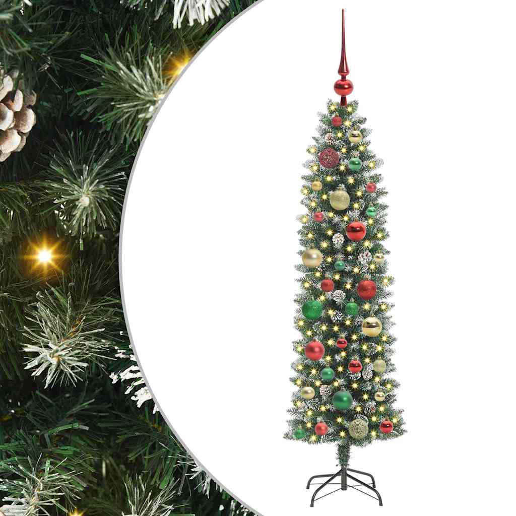 Dirbtinis lieknas Kalėdų medis Žalia ir balta 120 cm
