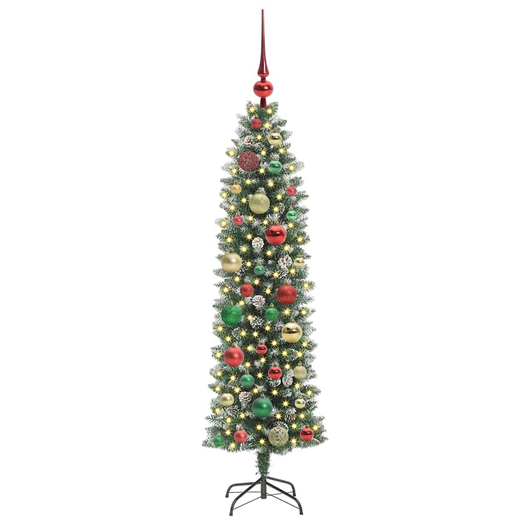 Dirbtinis lieknas Kalėdų medis Žalia ir balta 120 cm