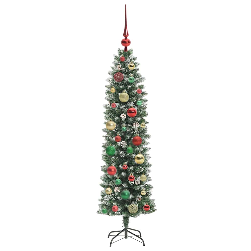 Dirbtinis lieknas Kalėdų medis Žalia ir balta 120 cm