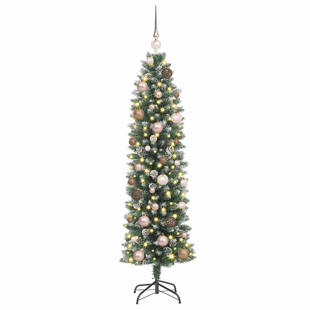 Dirbtinis lieknas Kalėdų medis Žalia ir balta 150 cm