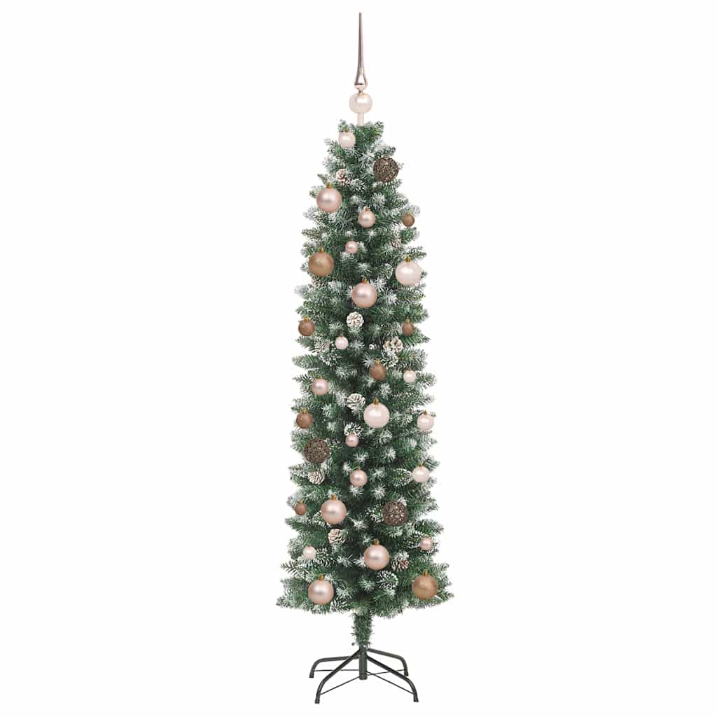 Dirbtinis lieknas Kalėdų medis Žalia ir balta 150 cm