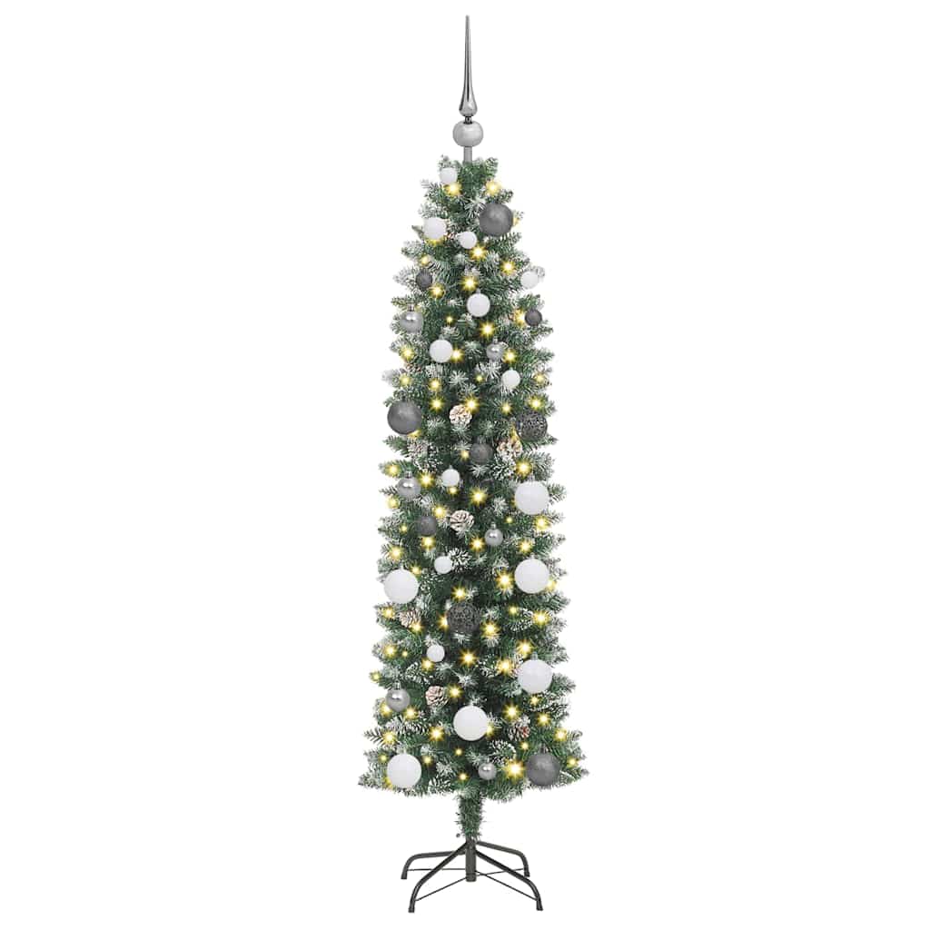 Dirbtinis lieknas Kalėdų medis Žalia ir balta 150 cm