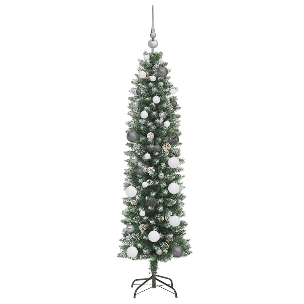 Dirbtinis lieknas Kalėdų medis Žalia ir balta 150 cm