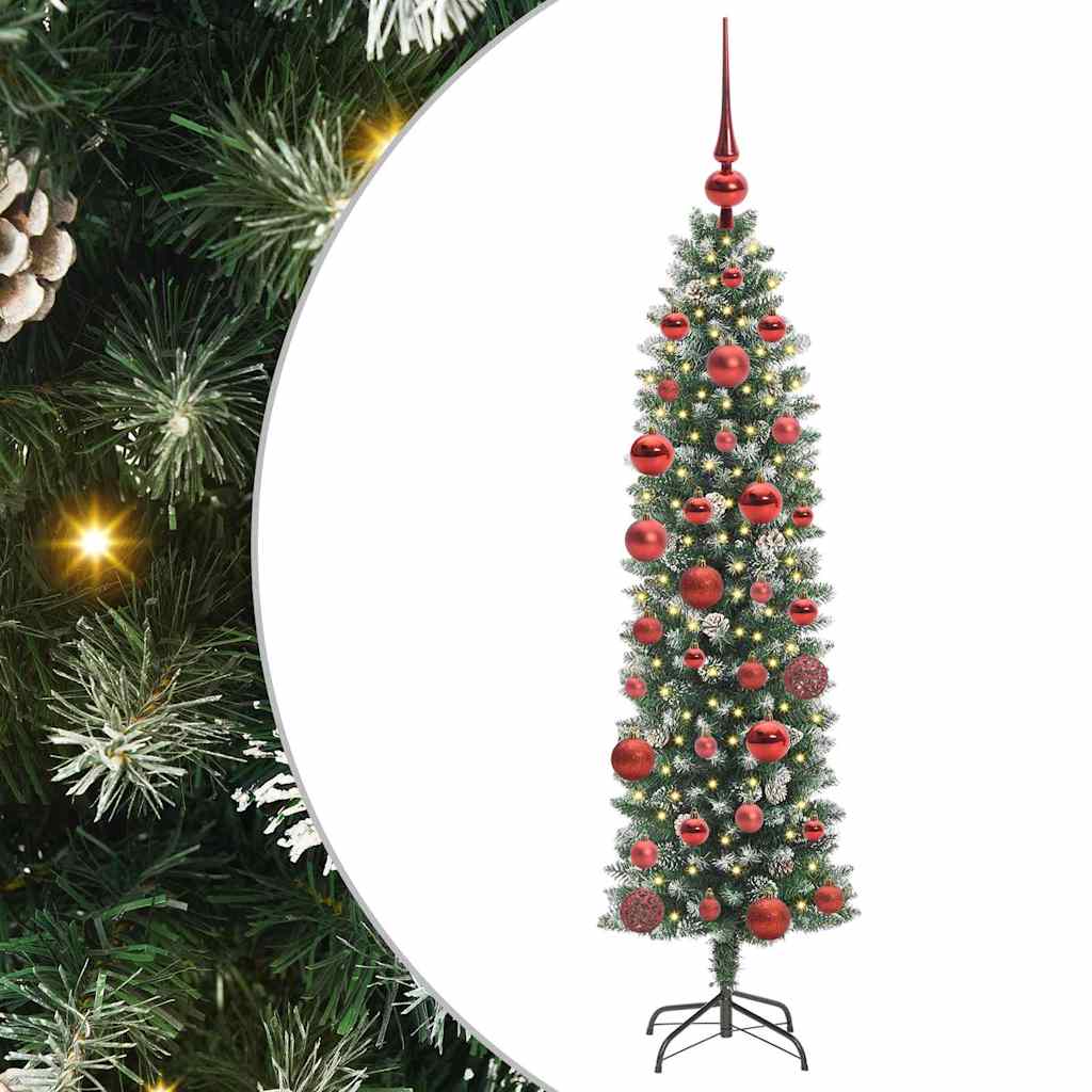 Dirbtinis lieknas Kalėdų medis su 150 LED Žalia ir balta 150 cm