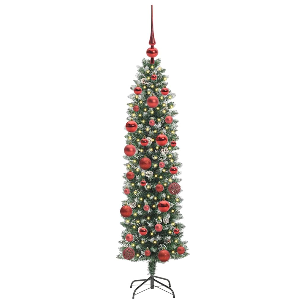 Dirbtinis lieknas Kalėdų medis su 150 LED Žalia ir balta 150 cm