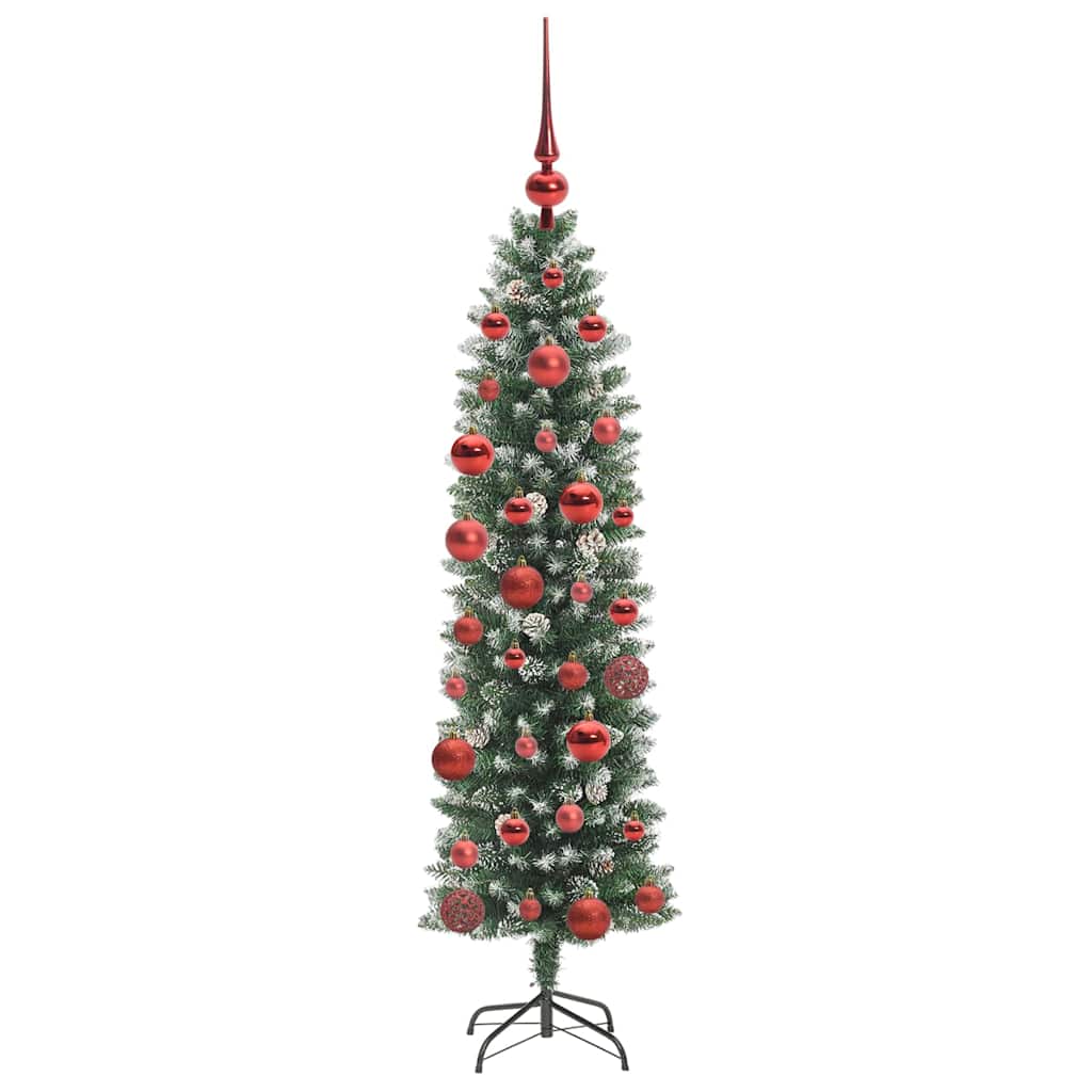 Dirbtinis lieknas Kalėdų medis su 150 LED Žalia ir balta 150 cm