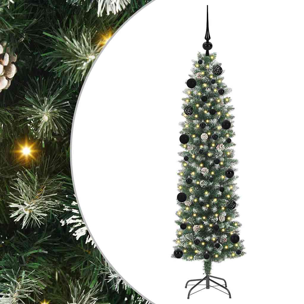 Dirbtinis lieknas Kalėdų medis Žalia ir balta 150 cm