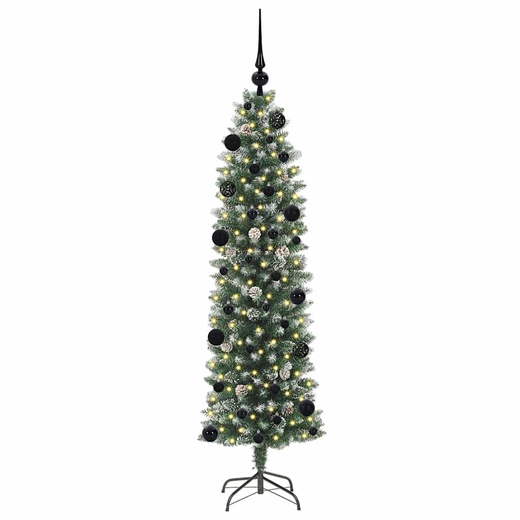 Dirbtinis lieknas Kalėdų medis Žalia ir balta 150 cm