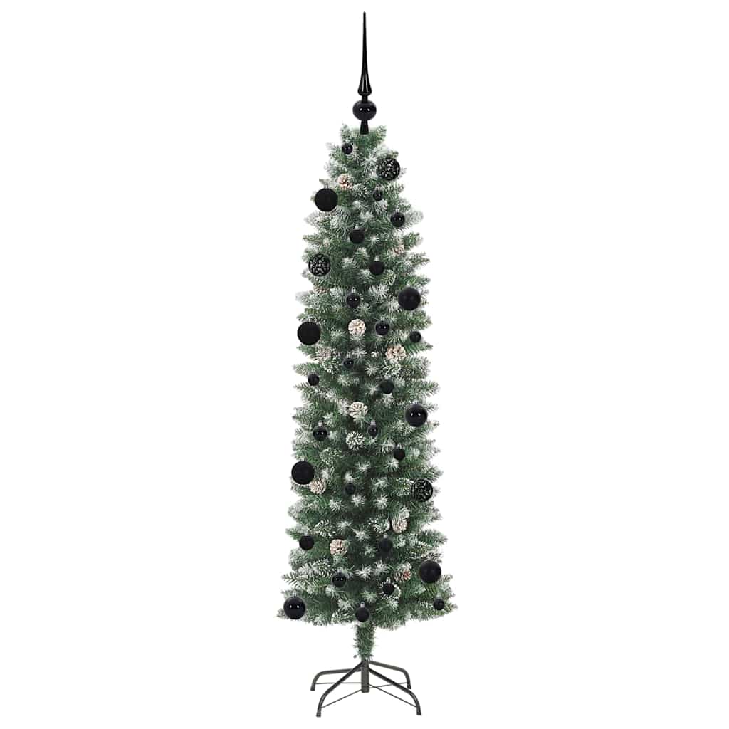 Dirbtinis lieknas Kalėdų medis Žalia ir balta 150 cm