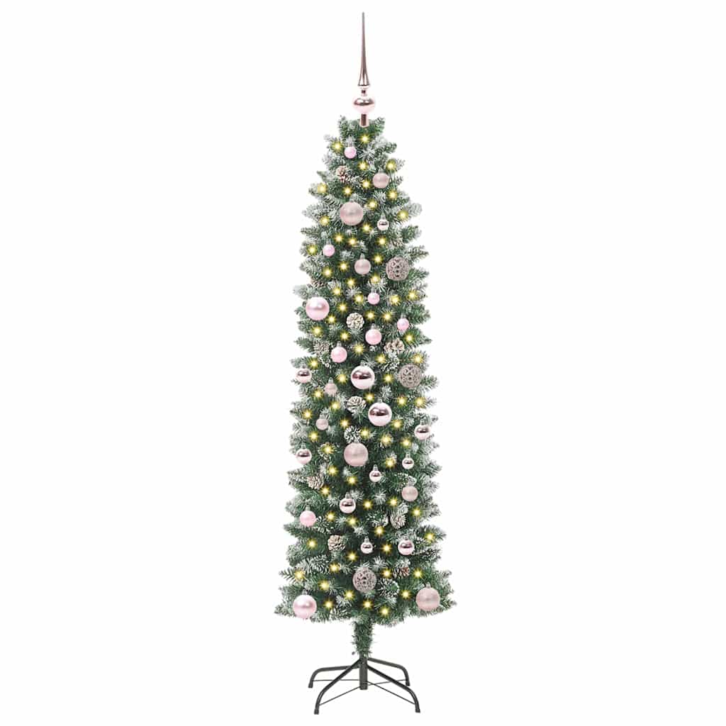 Dirbtinis lieknas Kalėdų medis su 150 LED Žalia ir balta 150 cm