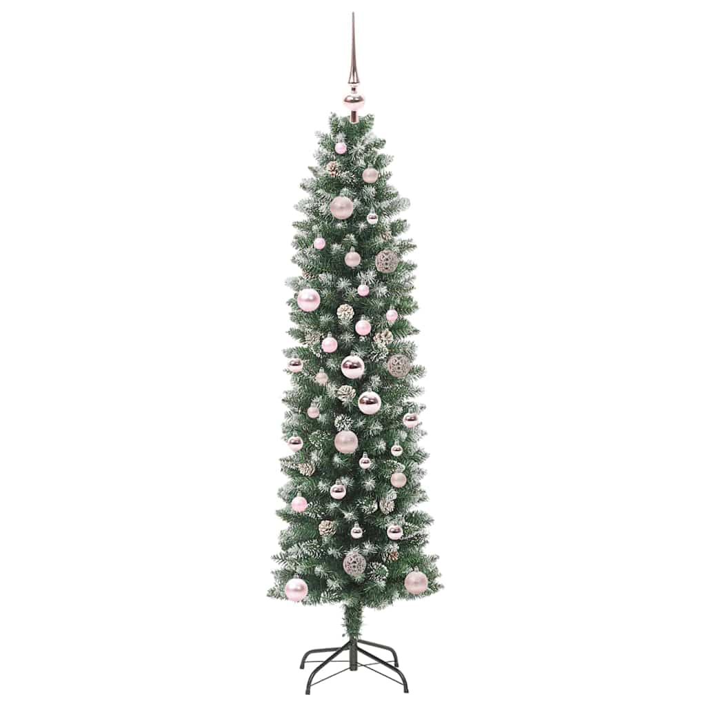 Dirbtinis lieknas Kalėdų medis su 150 LED Žalia ir balta 150 cm