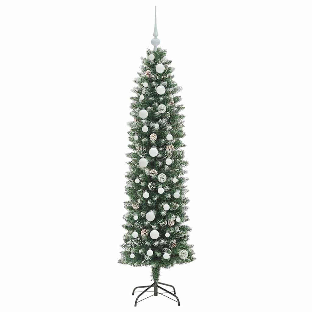 Dirbtinis lieknas Kalėdų medis Žalia ir balta 150 cm