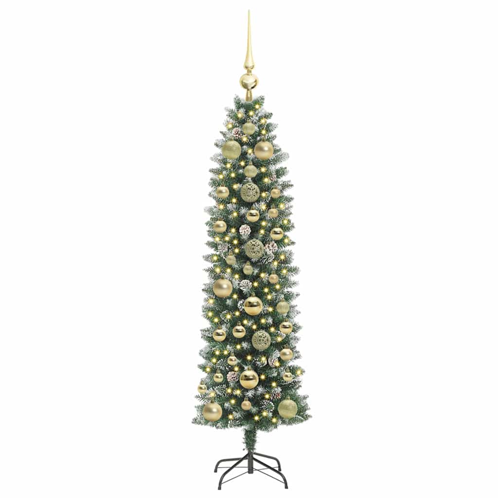 Dirbtinis lieknas Kalėdų medis Žalia ir balta 150 cm