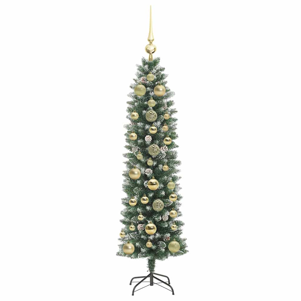Dirbtinis lieknas Kalėdų medis Žalia ir balta 150 cm
