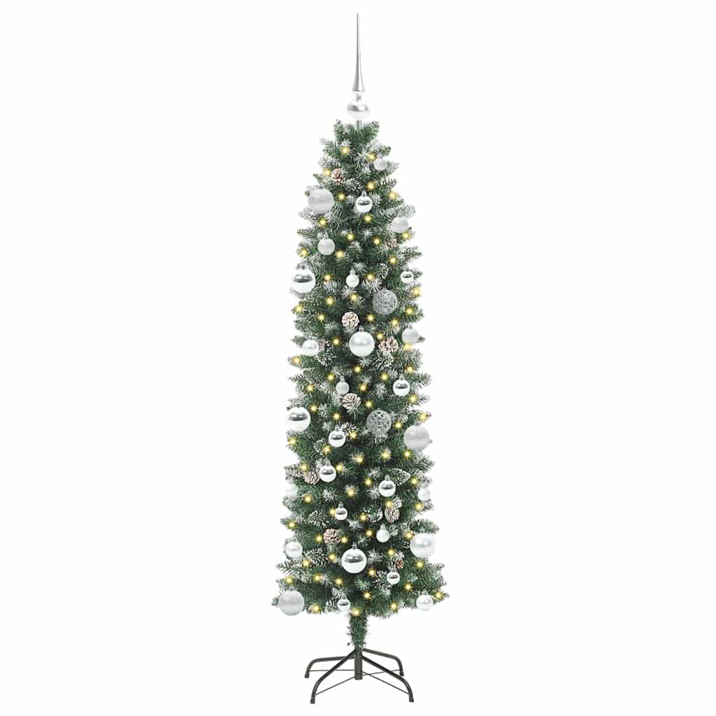 Dirbtinis lieknas Kalėdų medis Žalia ir balta 150 cm