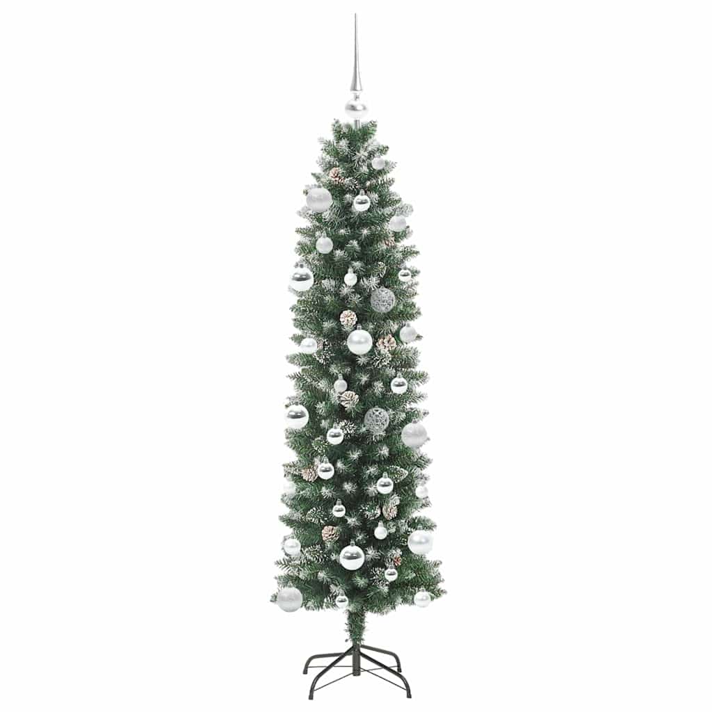 Dirbtinis lieknas Kalėdų medis Žalia ir balta 150 cm