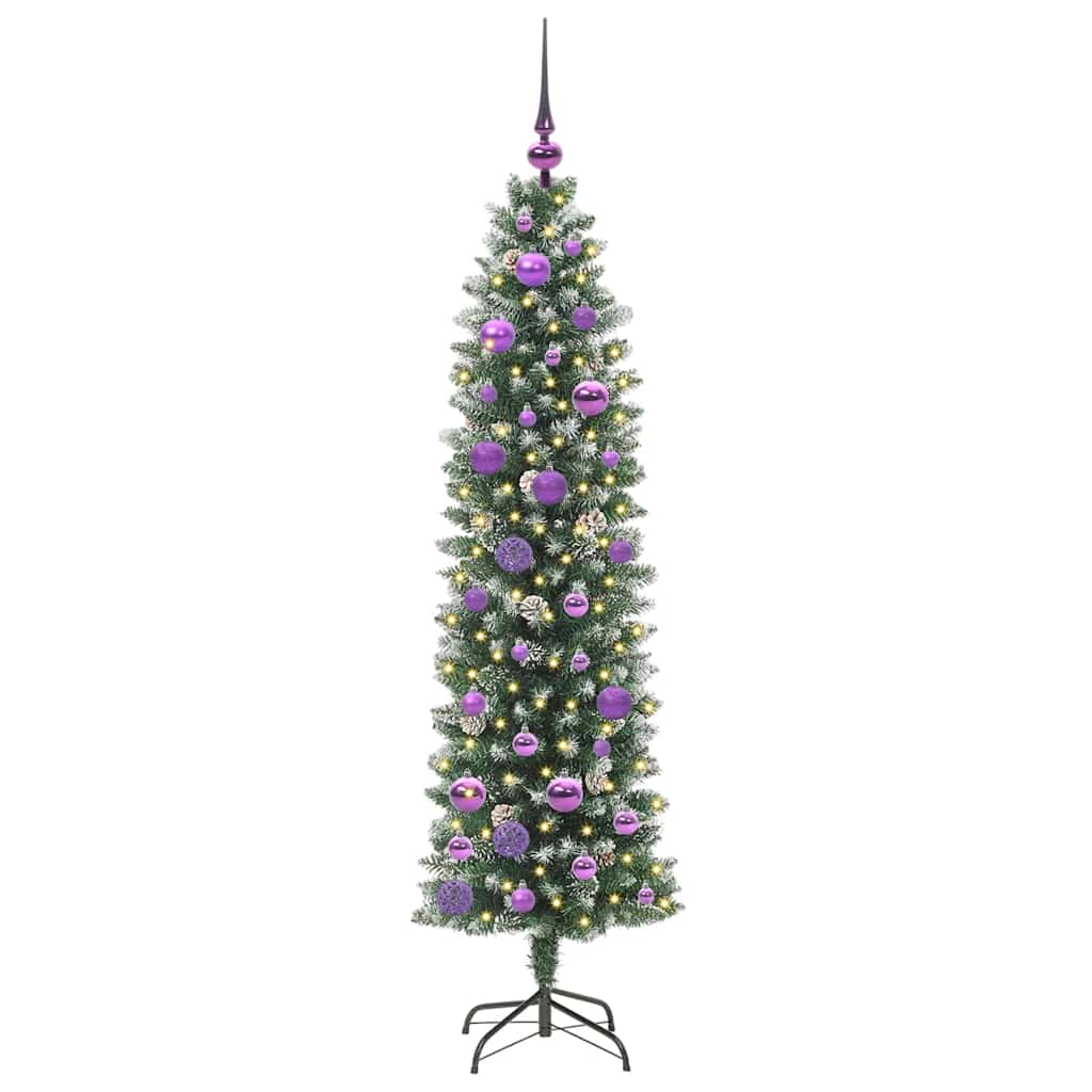 Dirbtinis lieknas Kalėdų medis Žalia ir balta 150 cm