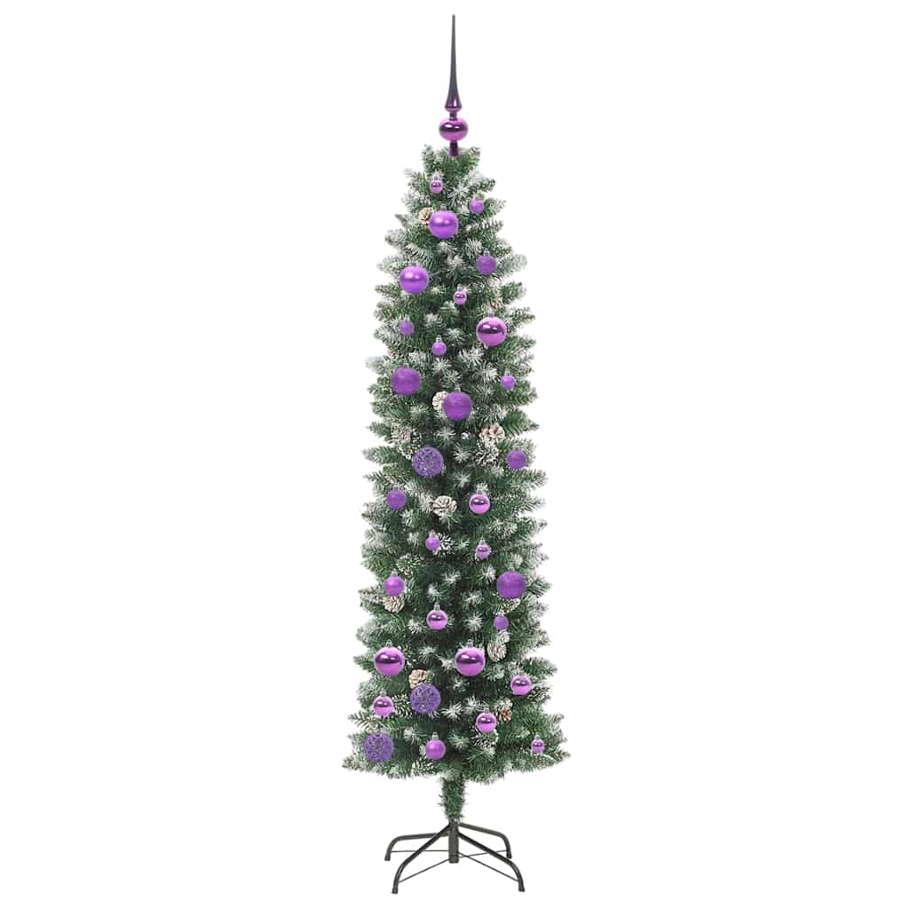 Dirbtinis lieknas Kalėdų medis Žalia ir balta 150 cm