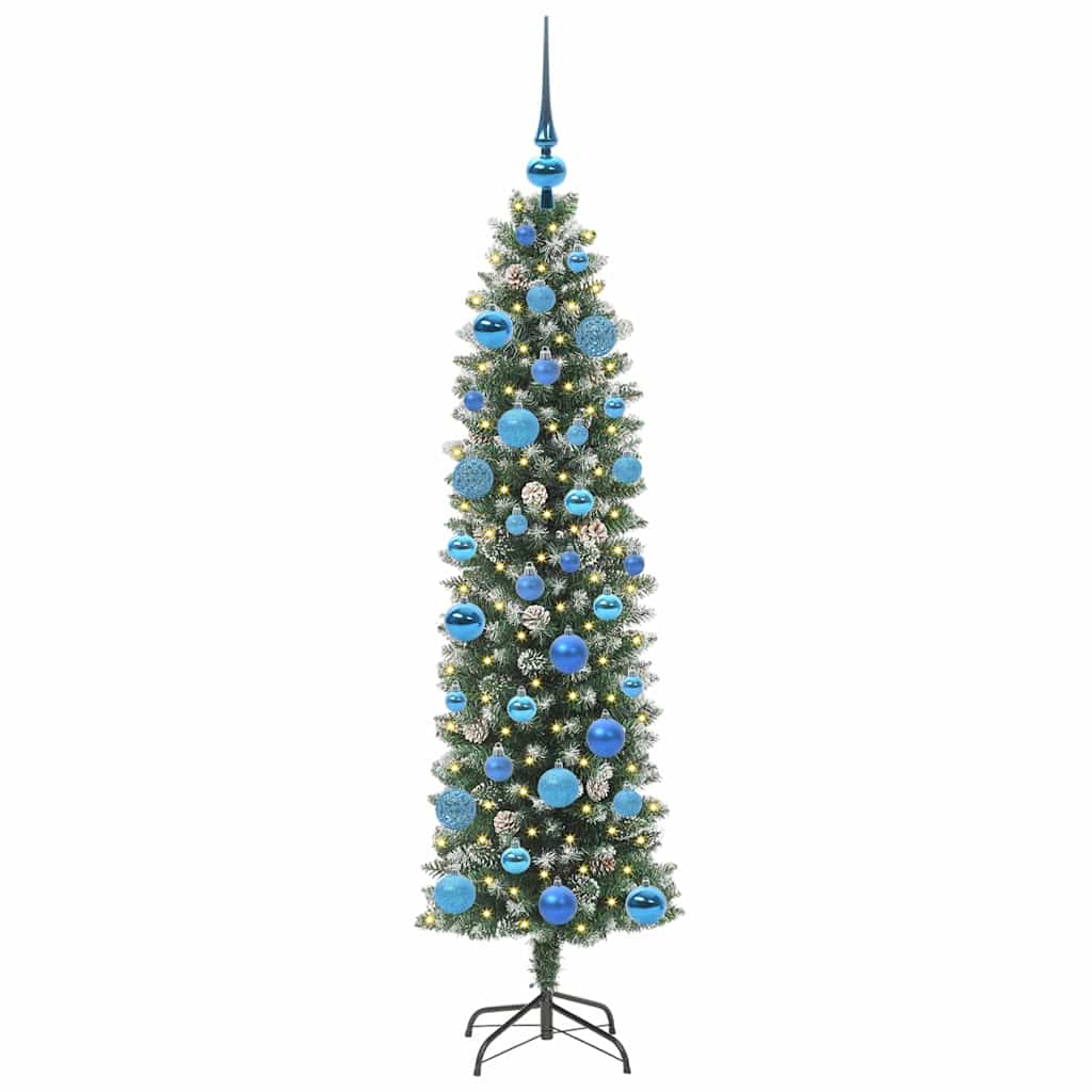 Dirbtinis lieknas Kalėdų medis Žalia ir balta 150 cm
