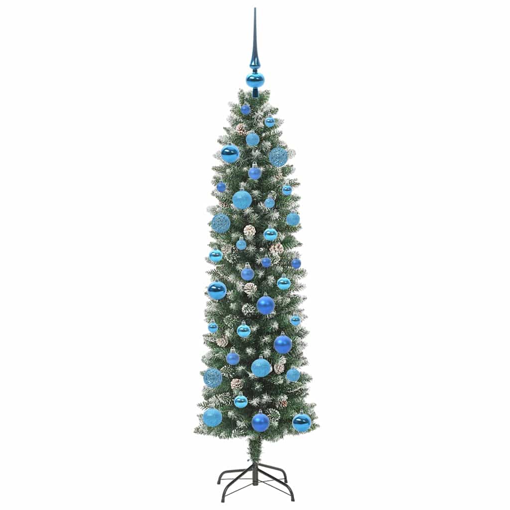 Dirbtinis lieknas Kalėdų medis Žalia ir balta 150 cm