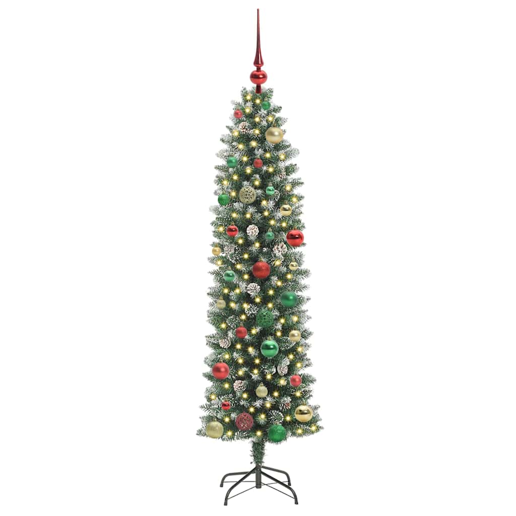 Dirbtinis lieknas Kalėdų medis Žalia ir balta 150 cm