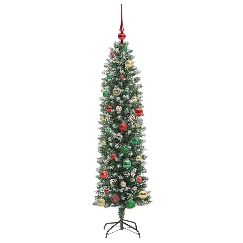 Dirbtinis lieknas Kalėdų medis Žalia ir balta 150 cm