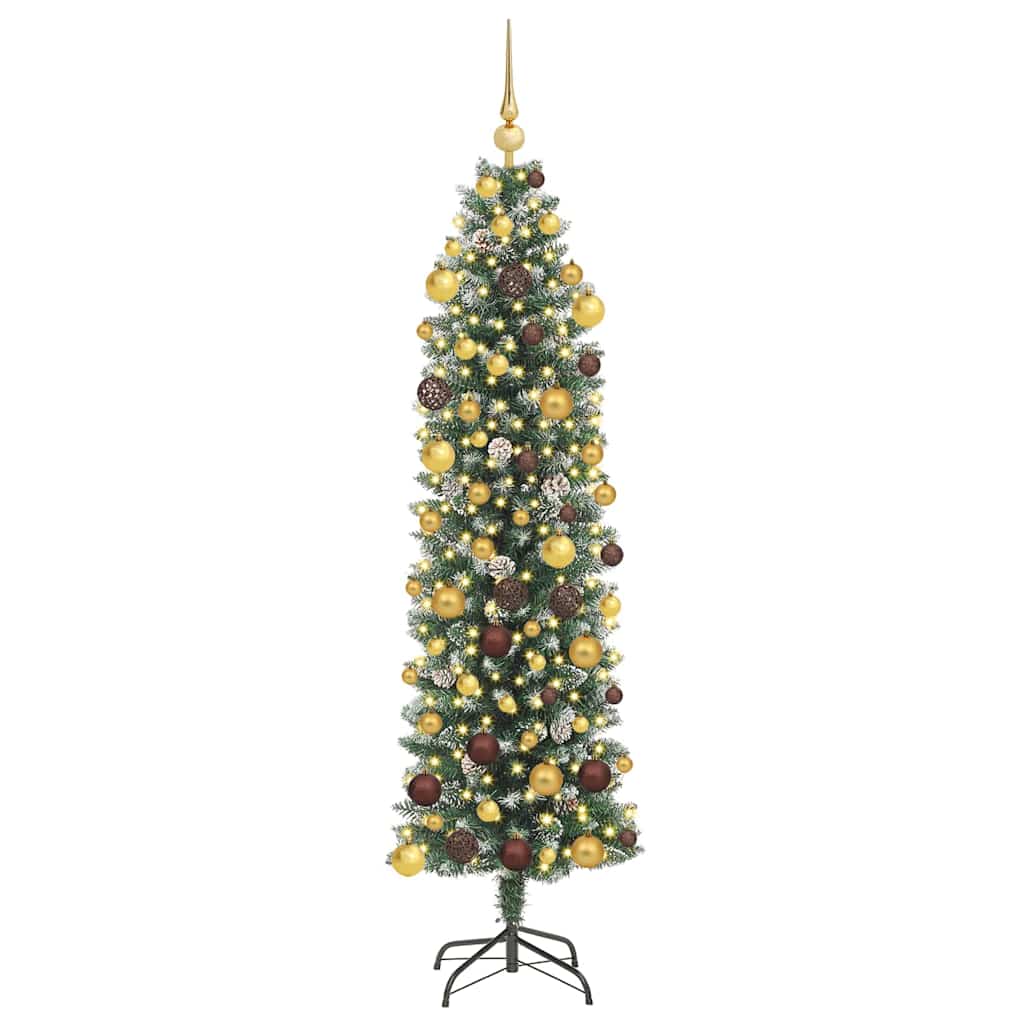 Dirbtinis lieknas Kalėdų medis su 300 LED Žalia ir balta 180 cm