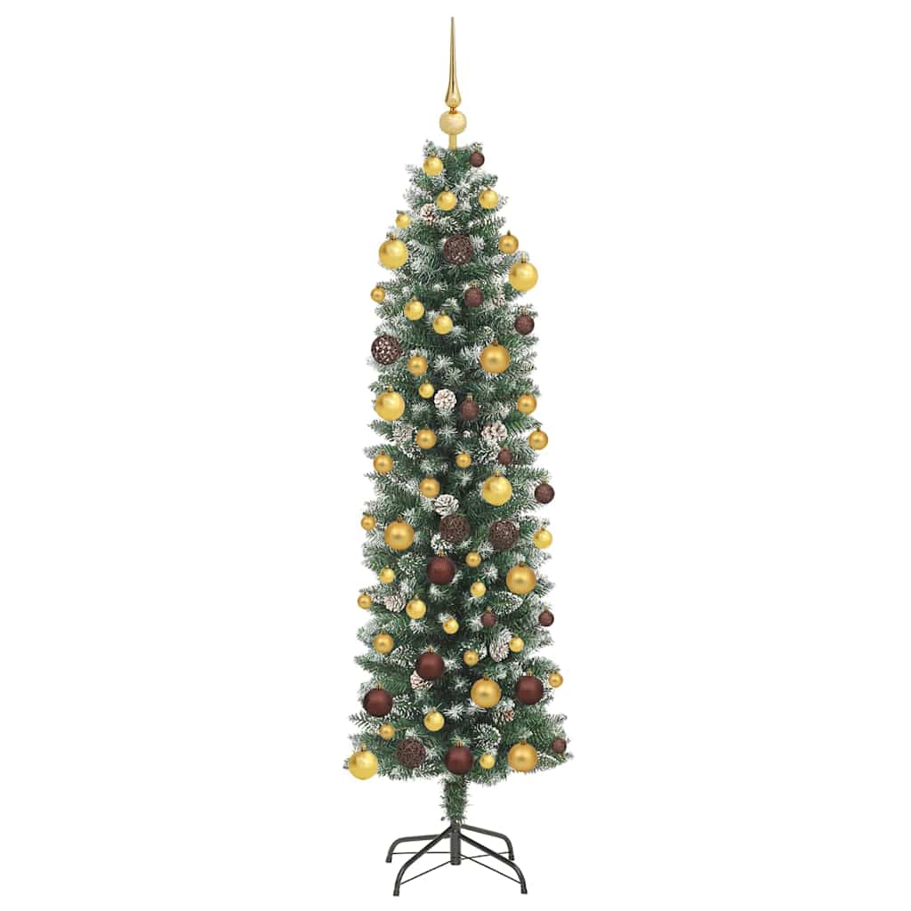 Dirbtinis lieknas Kalėdų medis su 300 LED Žalia ir balta 180 cm