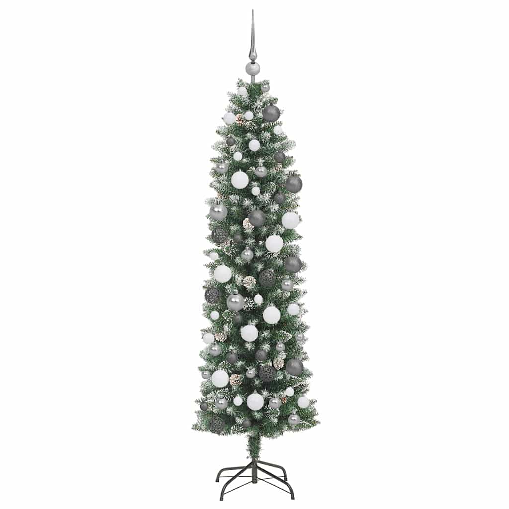 Dirbtinis lieknas Kalėdų medis Žalia ir balta 180 cm