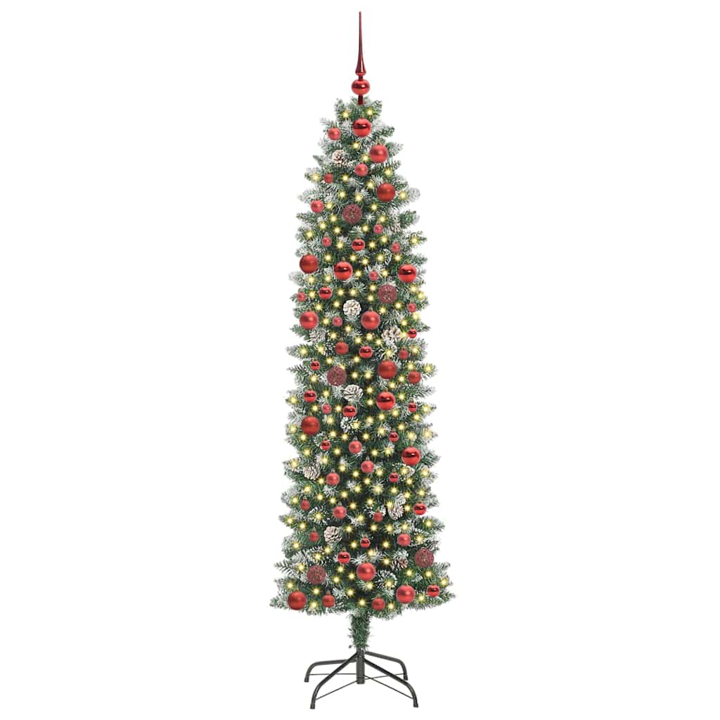 Dirbtinis lieknas Kalėdų medis su 300 LED Žalia ir balta 180 cm