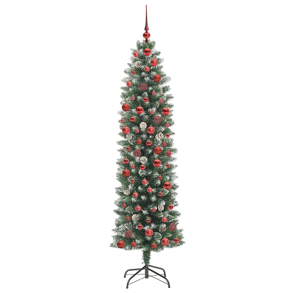 Dirbtinis lieknas Kalėdų medis su 300 LED Žalia ir balta 180 cm