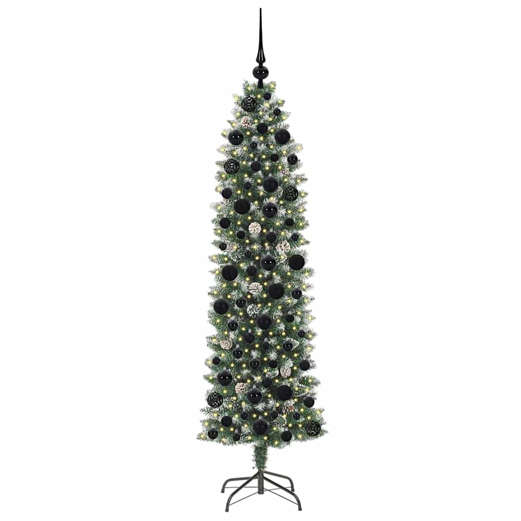Dirbtinis lieknas Kalėdų medis Žalia ir balta 180 cm