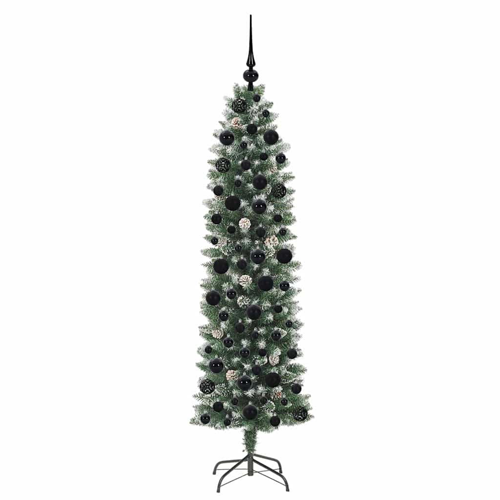 Dirbtinis lieknas Kalėdų medis Žalia ir balta 180 cm