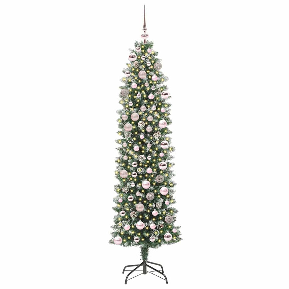 Artificial Slim Christmas Tree with 300 LED Green and White 180 cm