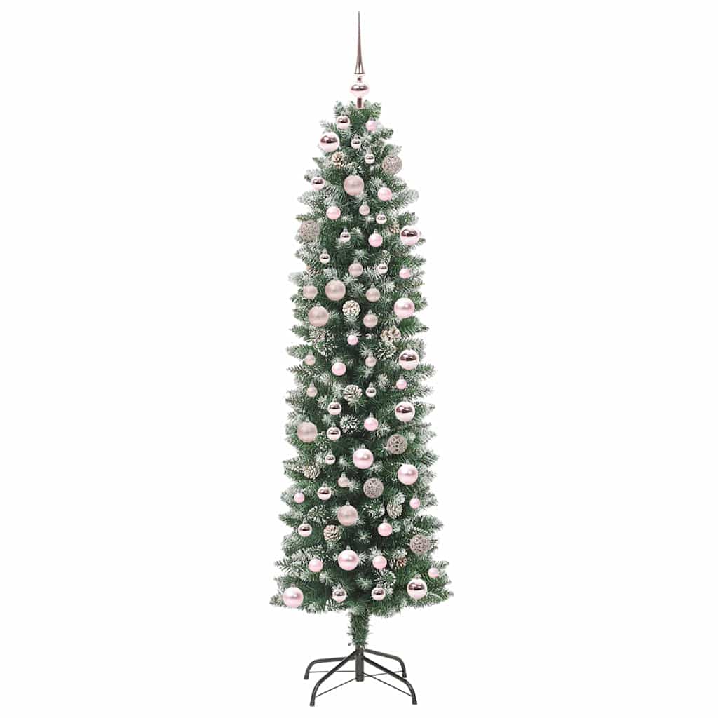 Dirbtinis lieknas Kalėdų medis su 300 LED Žalia ir balta 180 cm